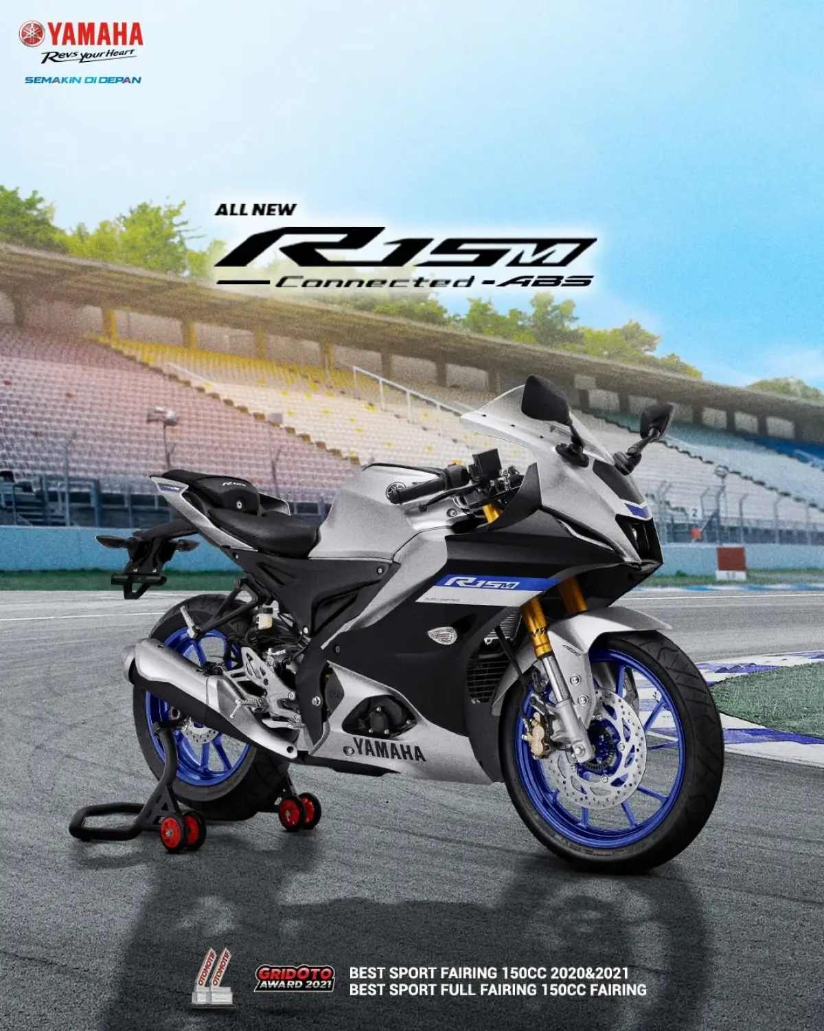 Motor sport yang memiliki nama Yamaha R15M Connected ABS ini kapasitas mesin 150 cc dan juga disematkan banyak fitur yang terdapat pada moge