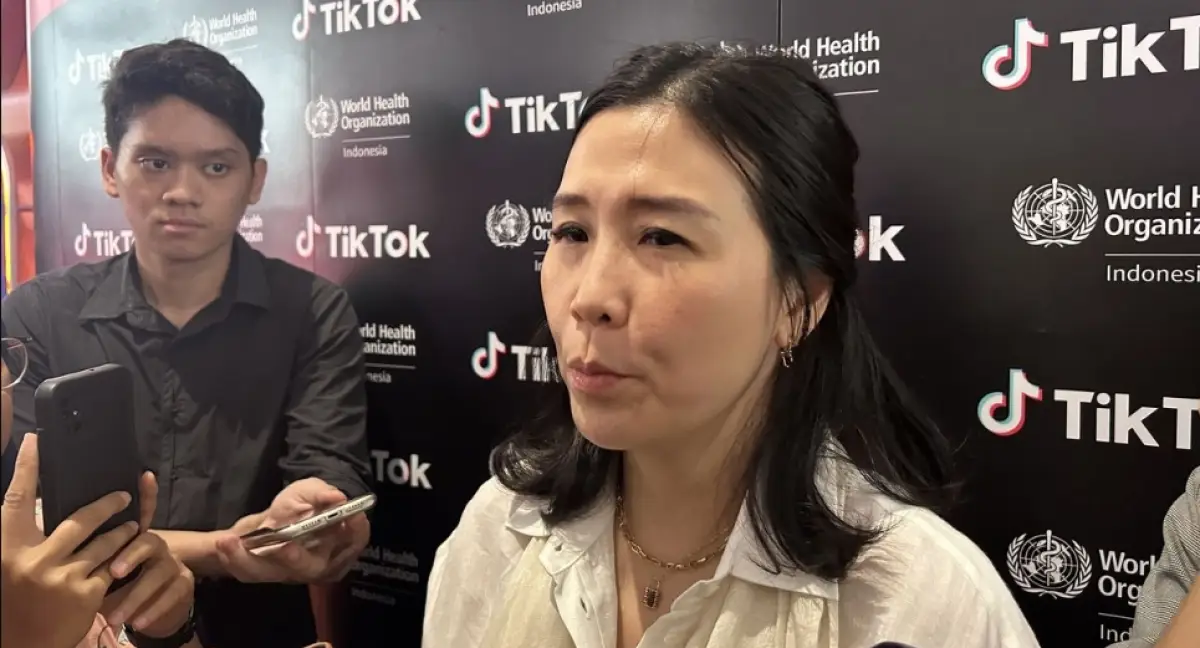 WamenPPPA Veronica Tan dalam peluncuran Program Kesehatan Mental TikTok bersama WHO di Indonesia, TikTok Pos Aja! Creator House, di Jakarta Barat, Kamis (14/11/2024). (Sumber: Kompas.com)